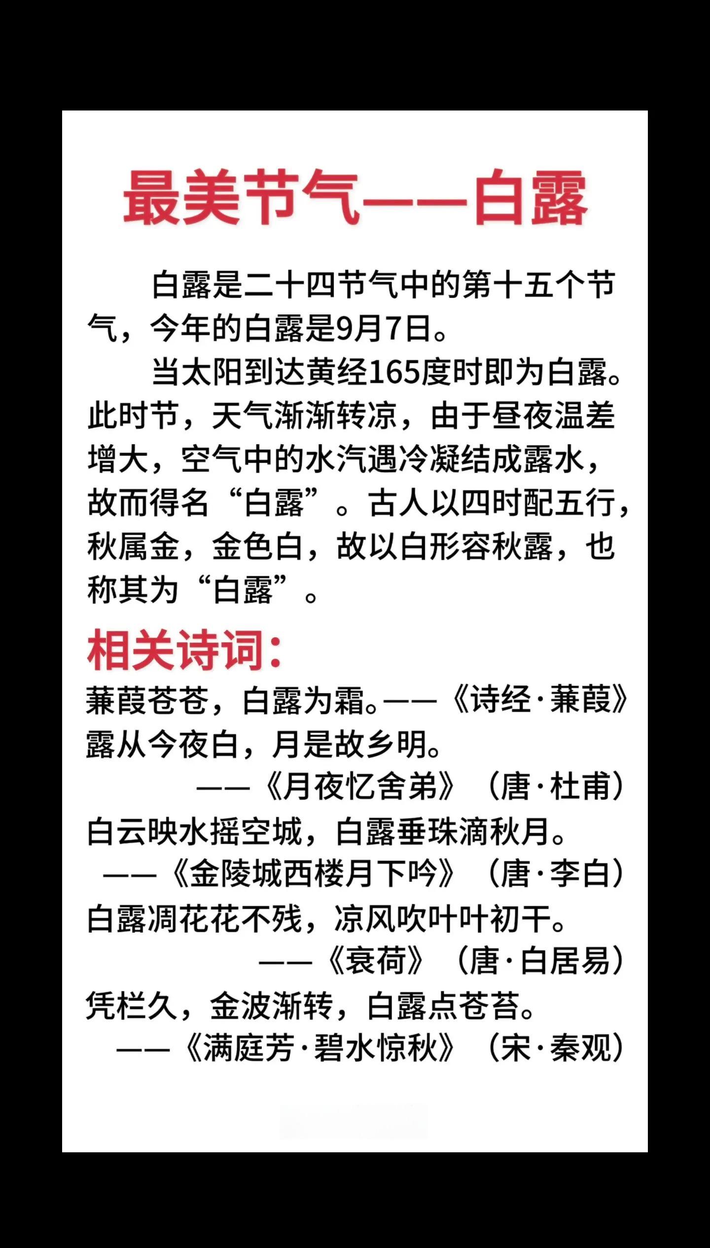 白露为霜是什么的景况