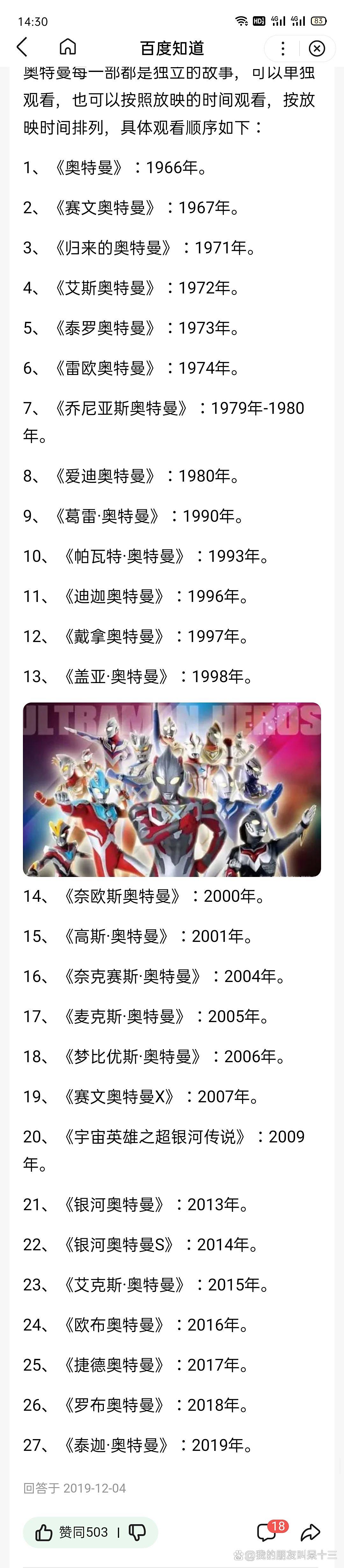 奥特曼的排列顺序是什麼