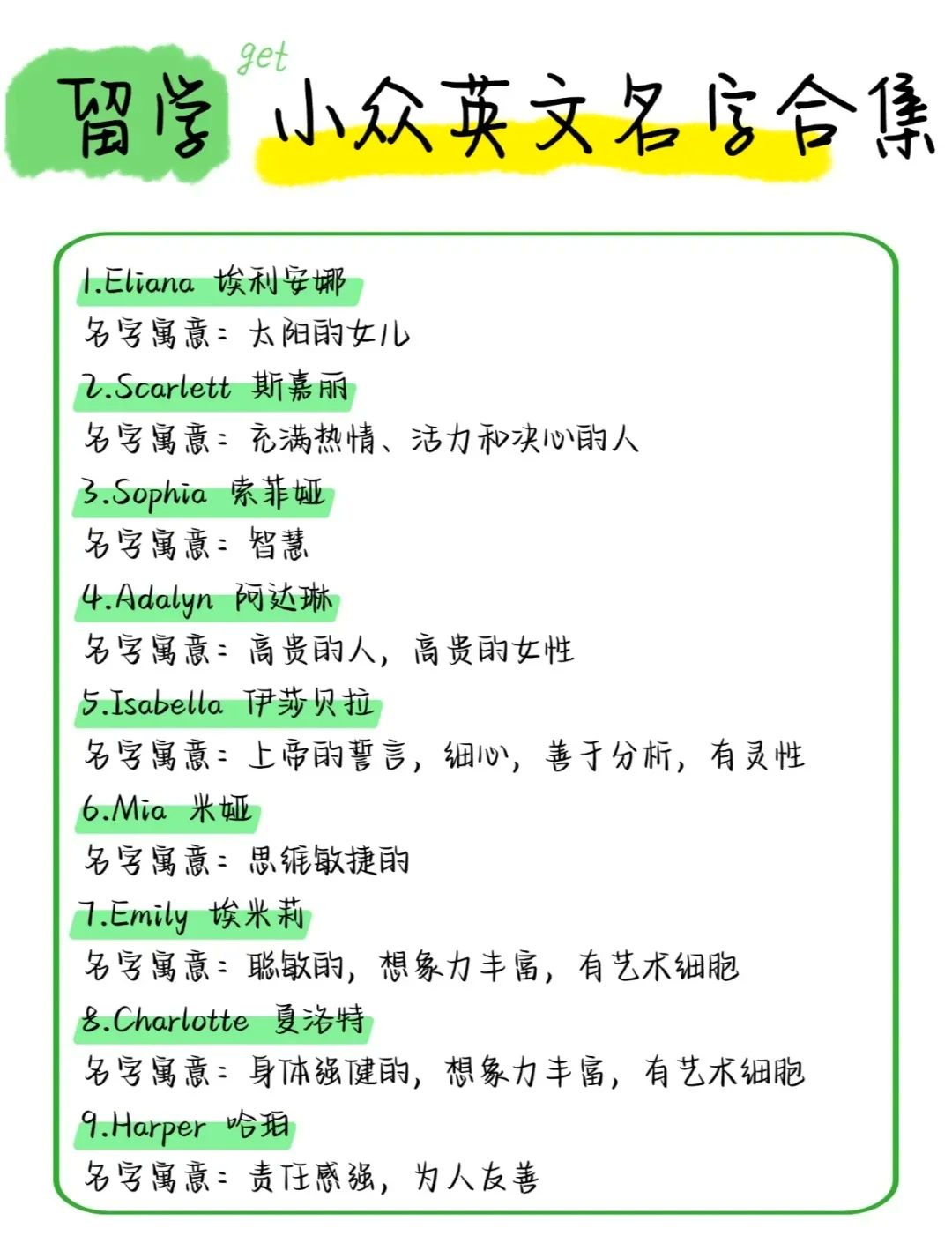 2022好听女孩英文名字