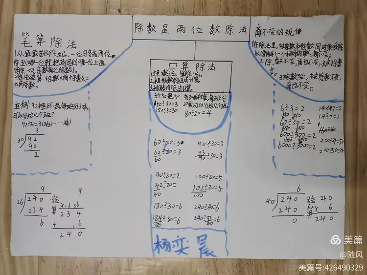 除数是两位数的思维导图四年级