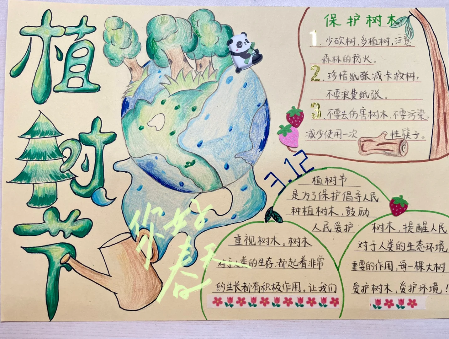 小学生植树节手抄报写什么