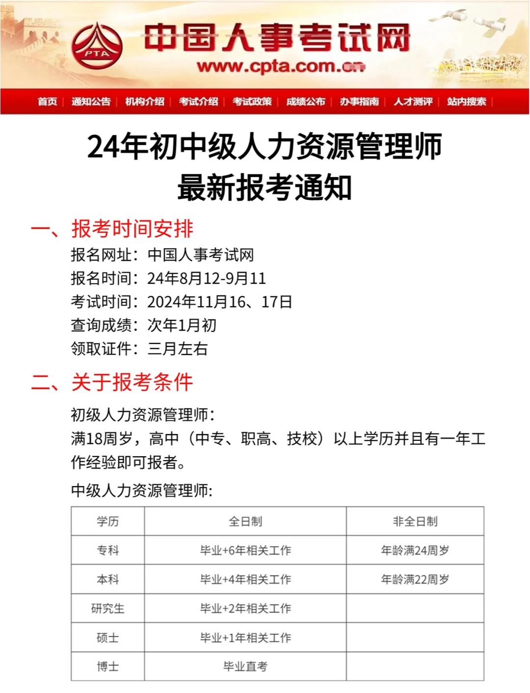 人力资源证报考条件有哪些