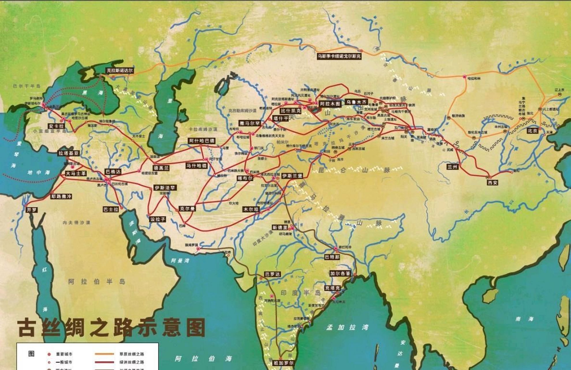 古丝绸之路的起点和终点分别是哪里