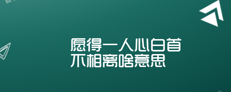 愿得一人心,白首不相离什么意思