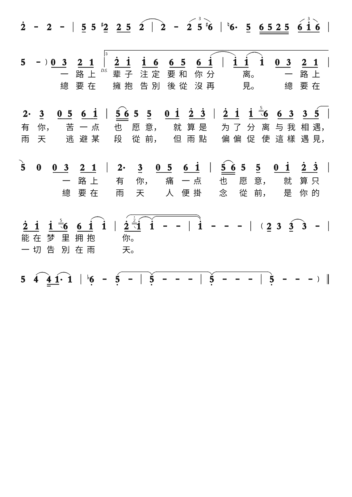 分手总要在雨天歌词简单介绍