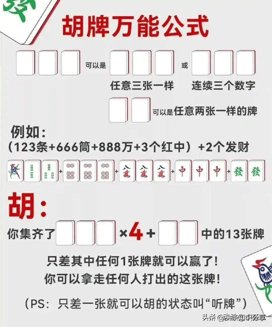 一分钟就学会了麻将的公式是什么？