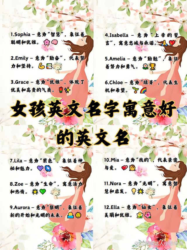 女孩英文名字大全及寓意及读法