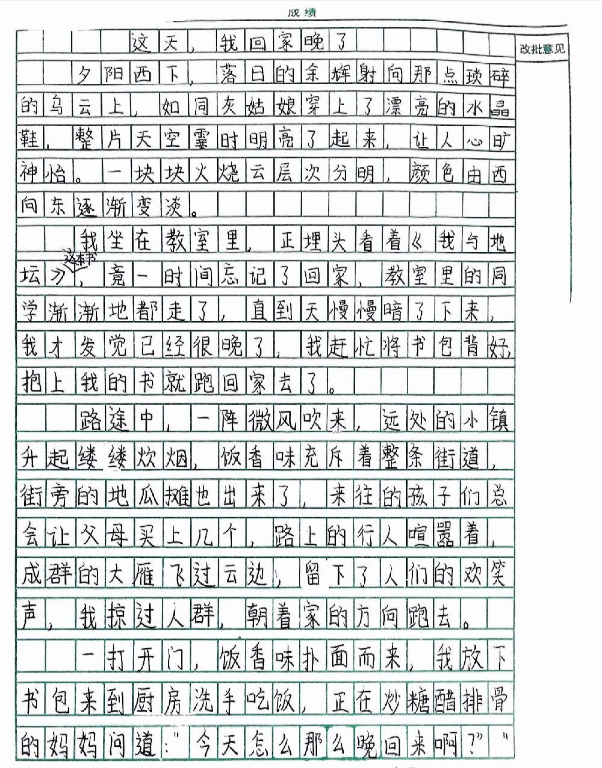 走在放学回家的路上作文