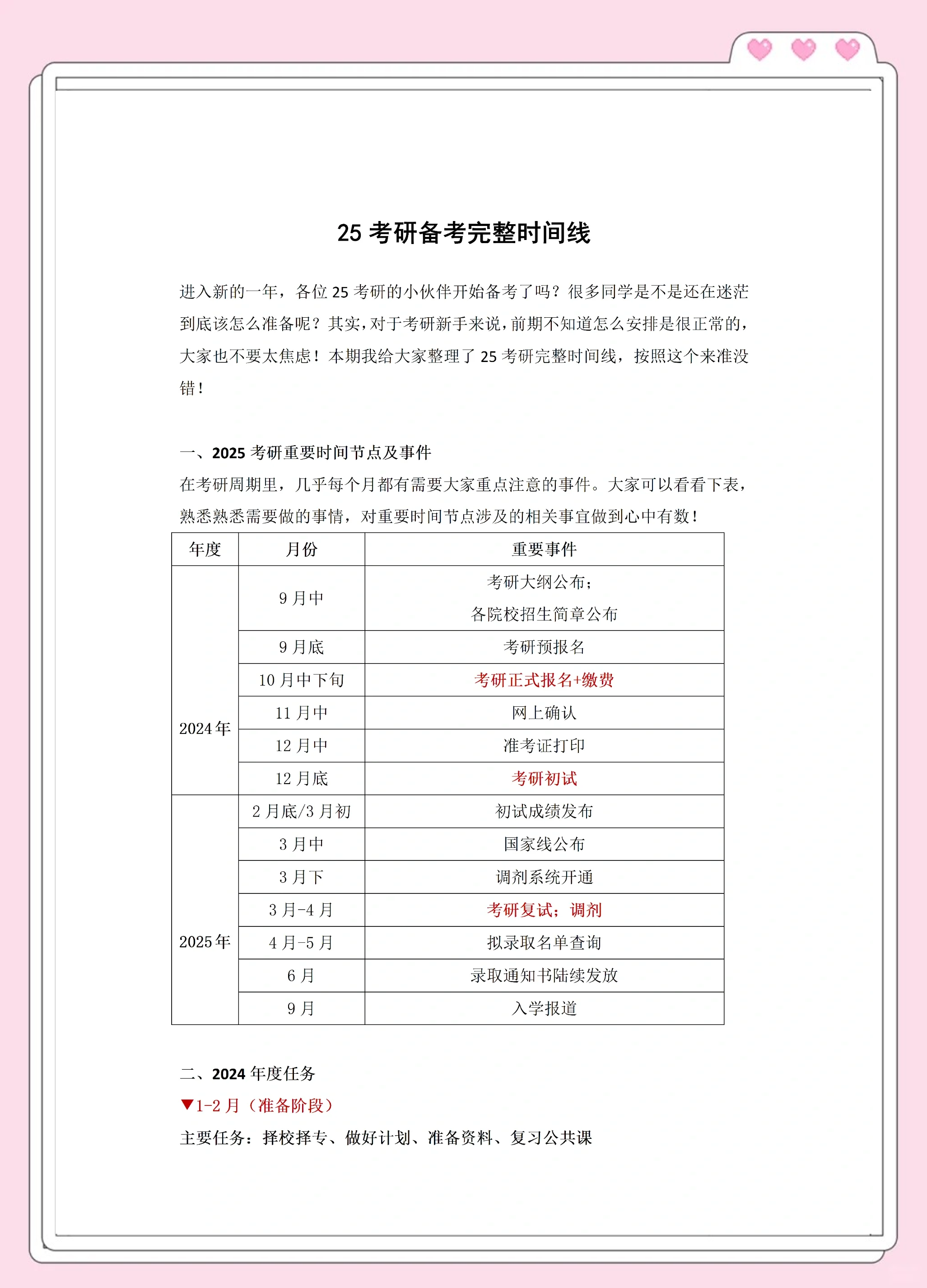 考研各课考试时间安排