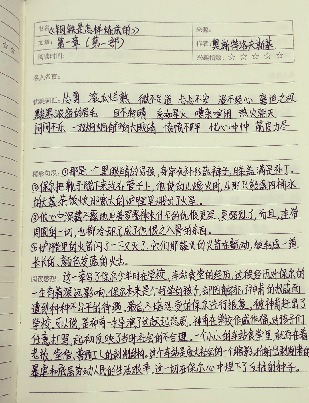 钢铁是怎样炼成的中的名言警句
