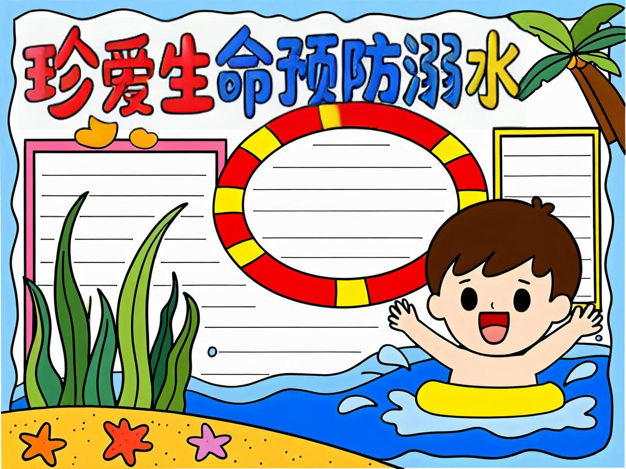 水怎么画防溺水手抄报教程