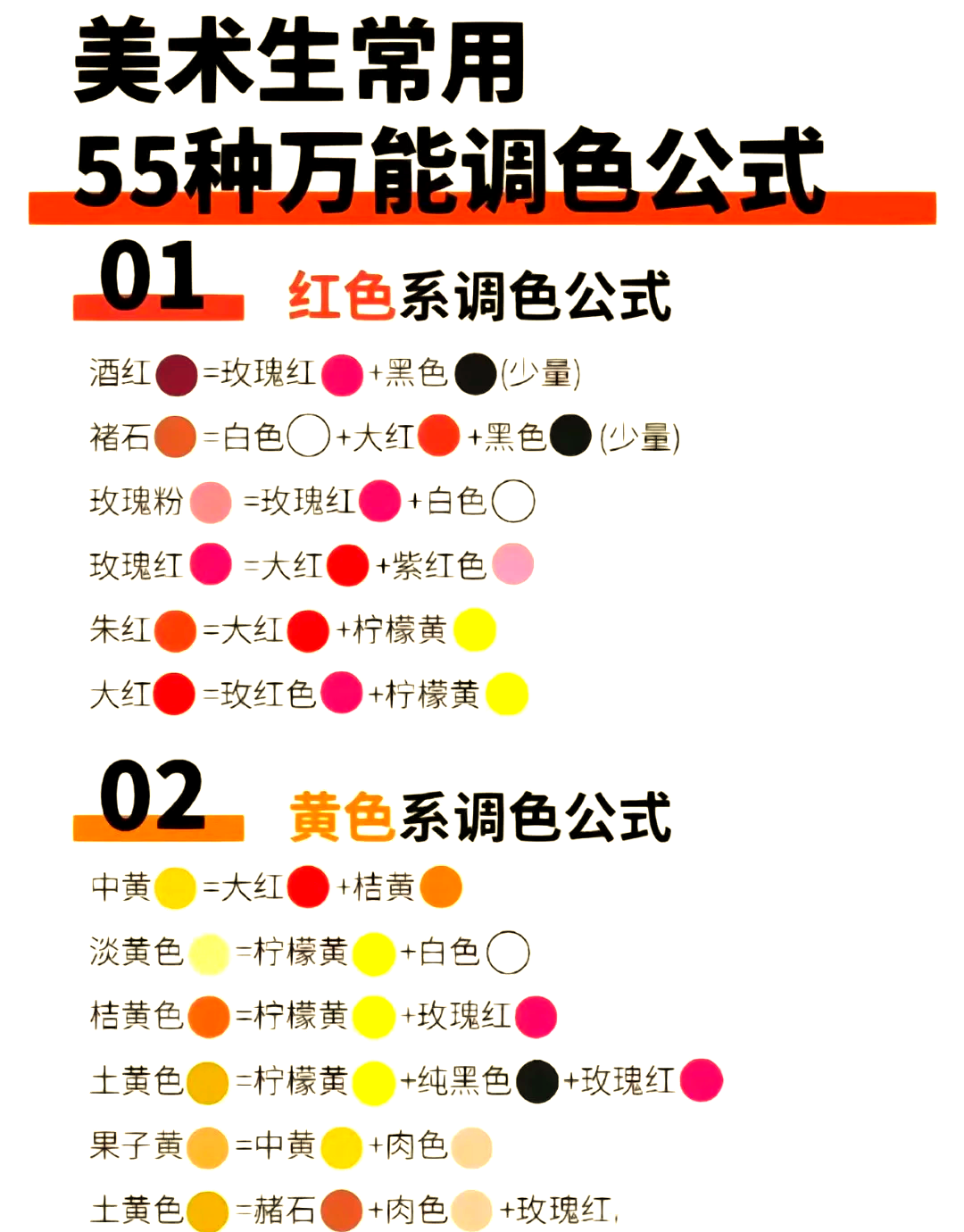 调色表大全(108种颜色调配大全)