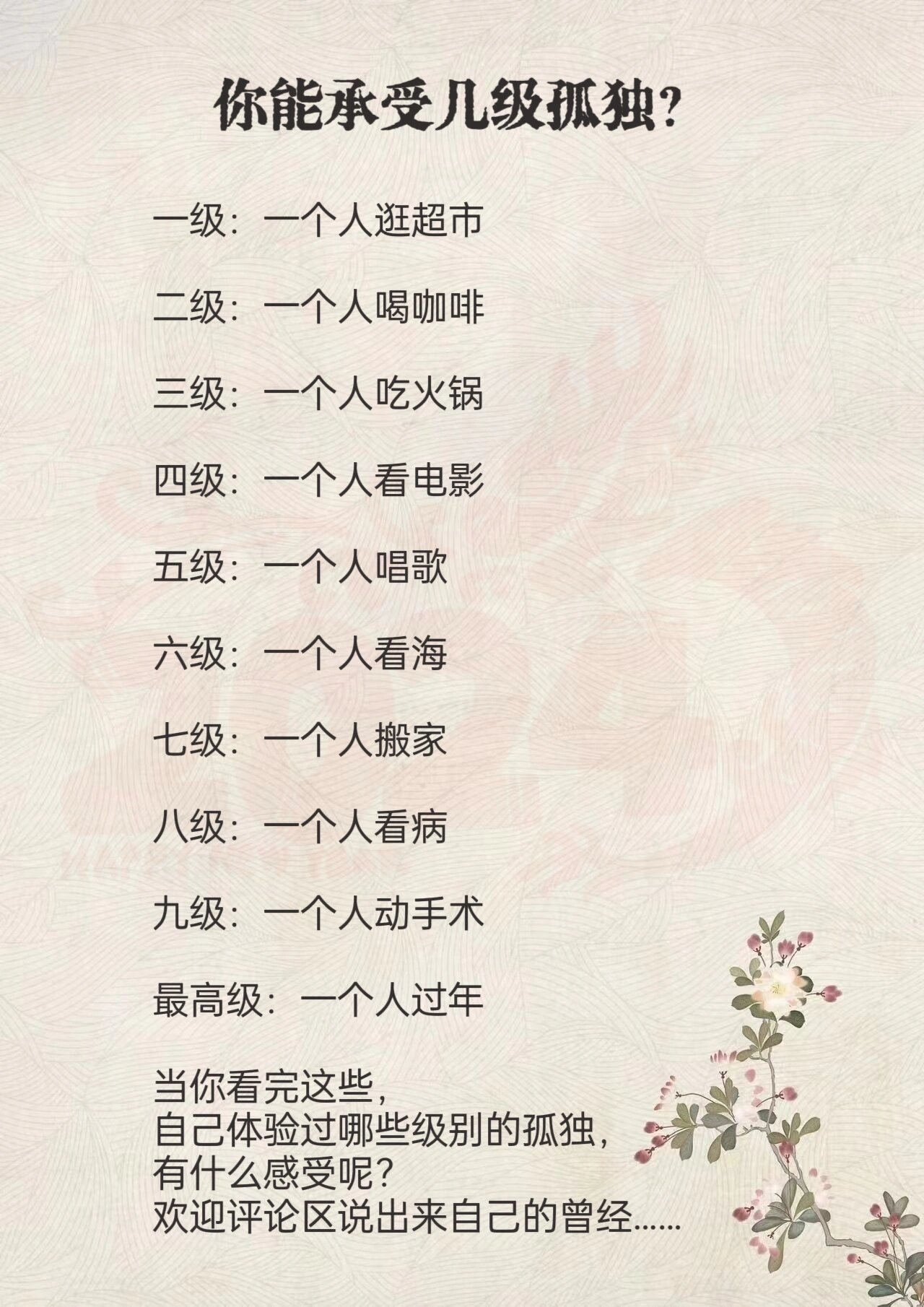 孤独的十二个等级分别是什么