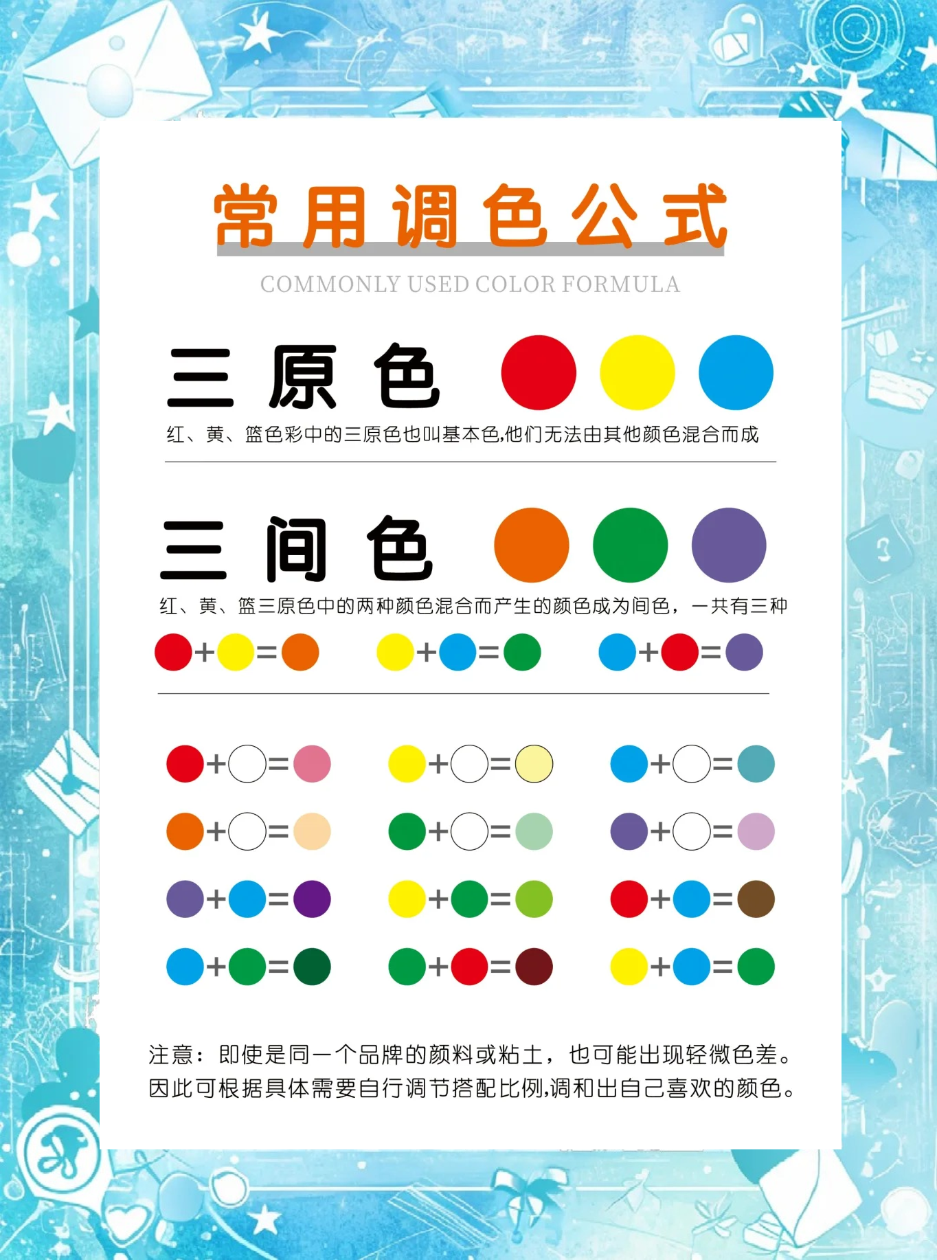 染发红黄蓝三原色配色表