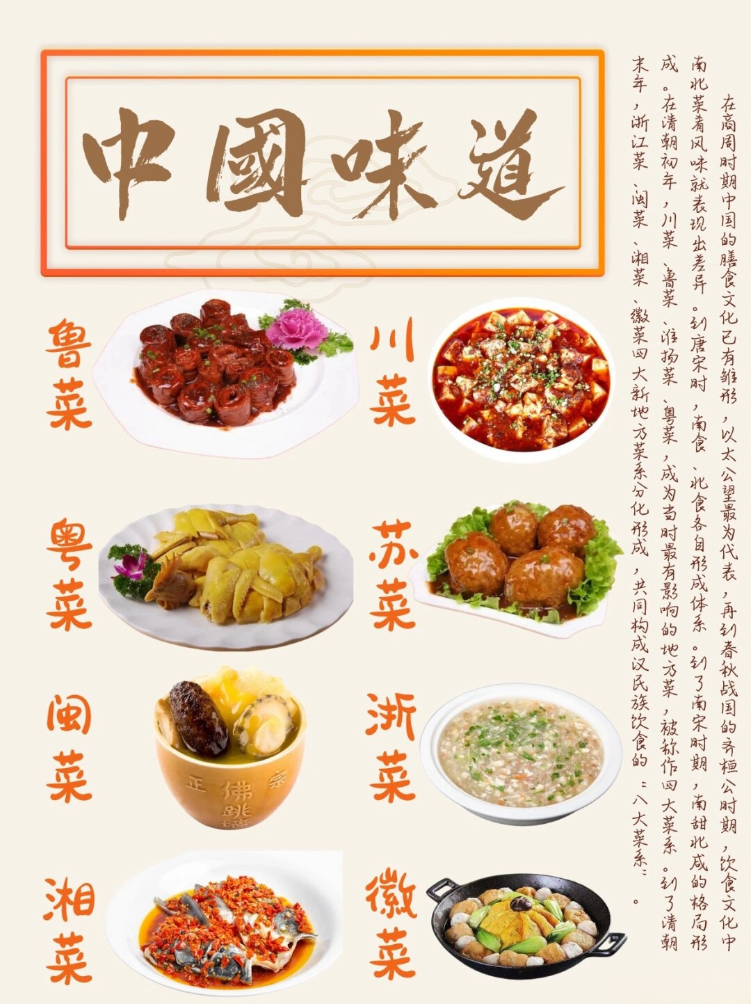 八大菜系代表菜顺口溜