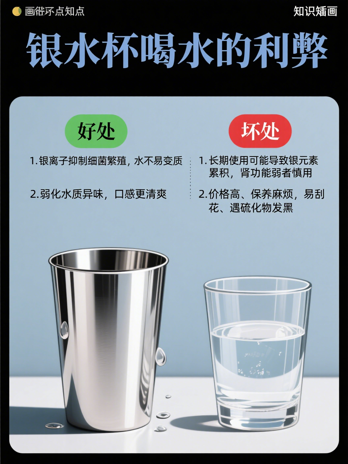银杯子喝水有什么好处与坏处