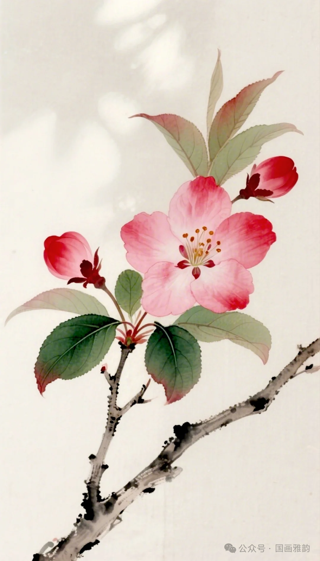 枝间新绿一重重小蕾深藏数点红的意思