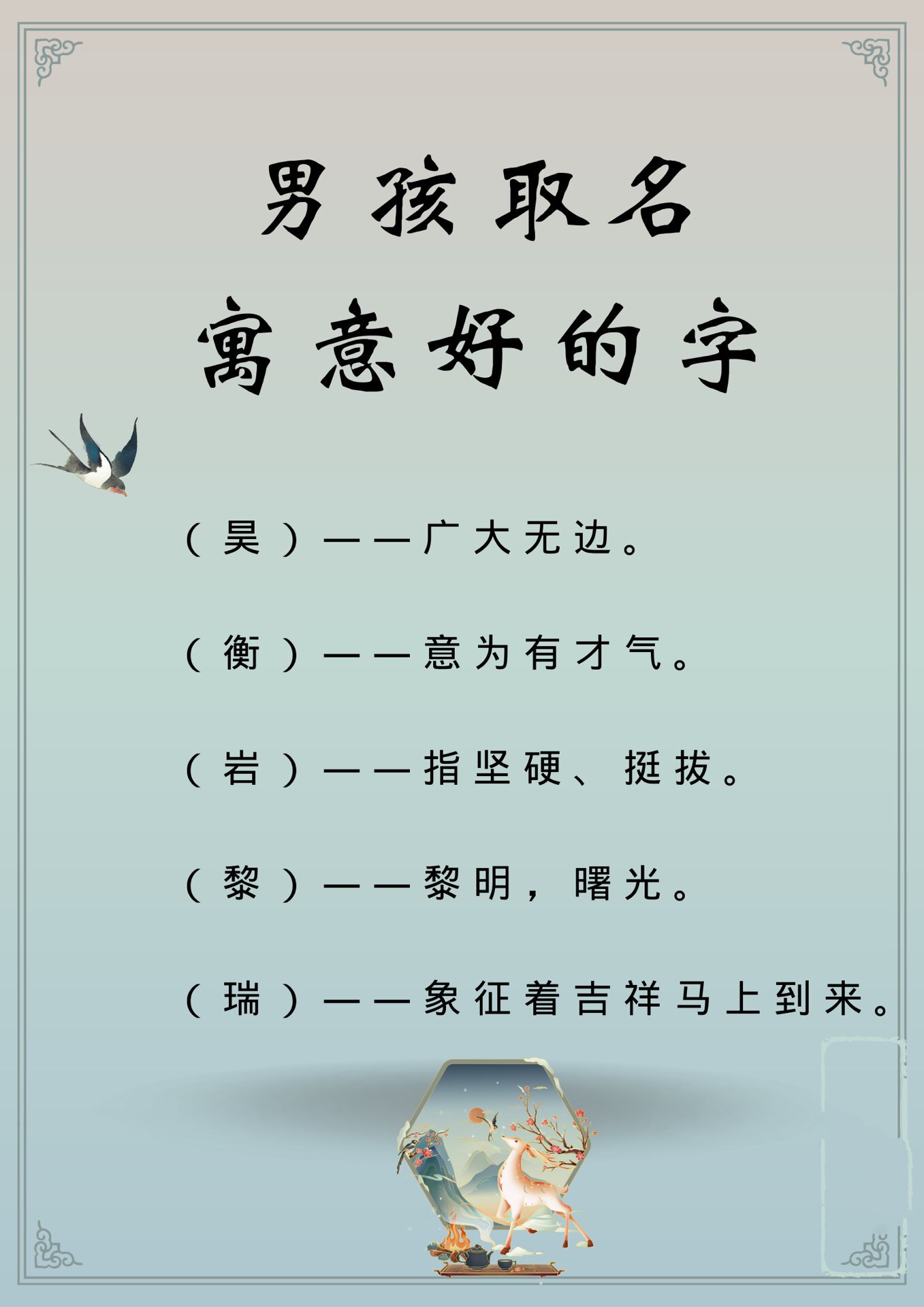 独特有寓意的男孩名字