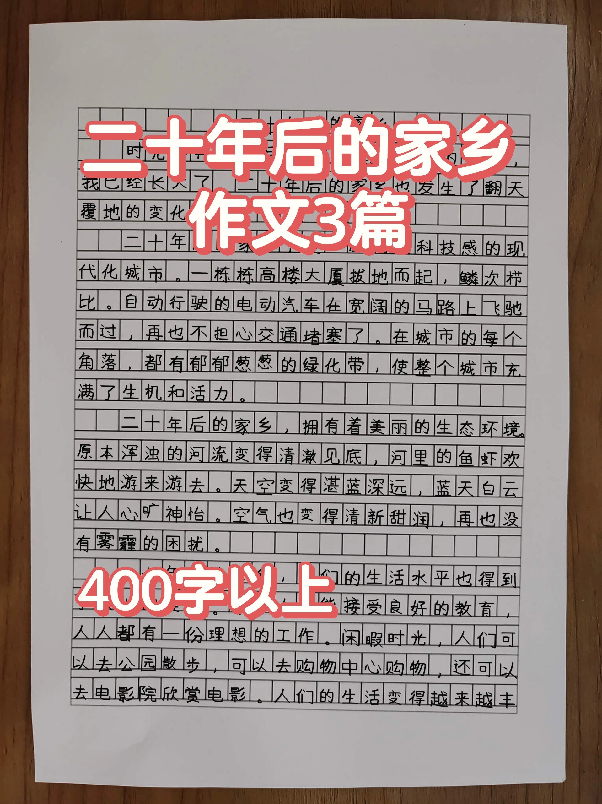 二十年后的家乡400字作文