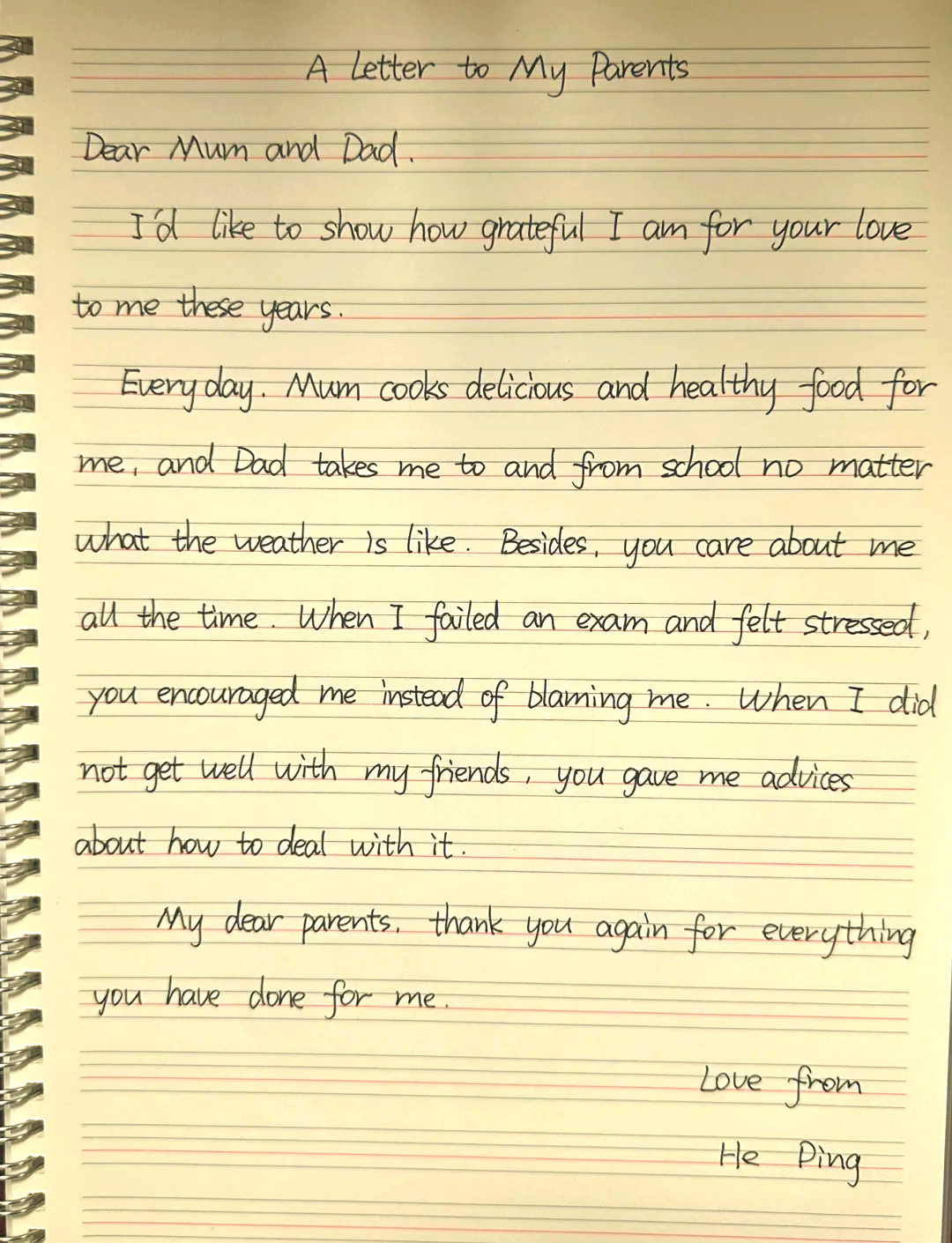 给初中英语老师的一封信怎么写