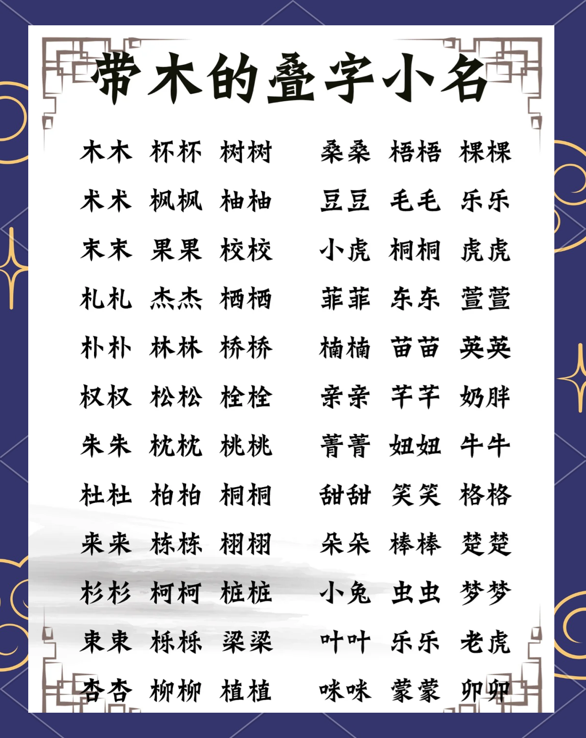 五行缺木100分男孩名字