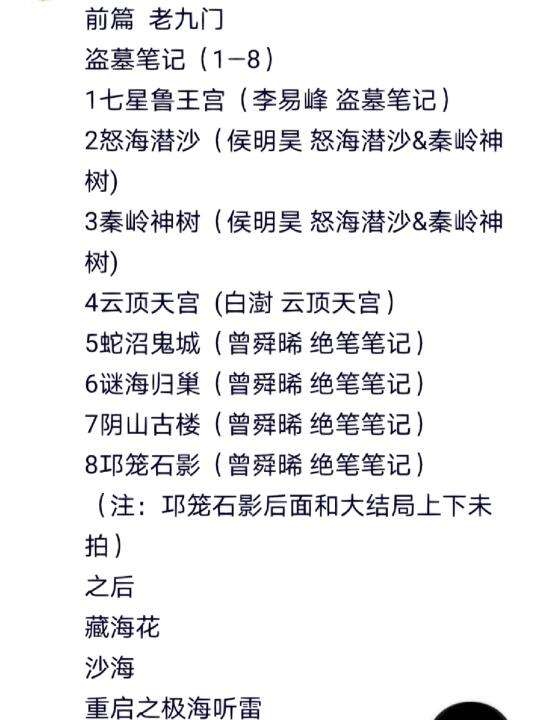 电视剧盗墓笔记顺序是如何的