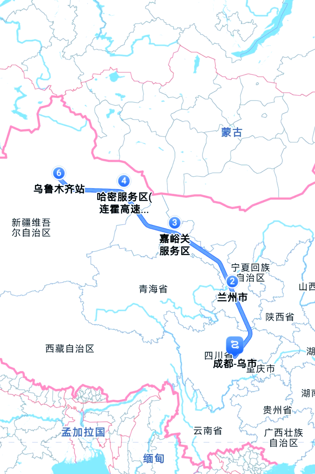 北京到乌鲁木齐的火车经过哪些地方