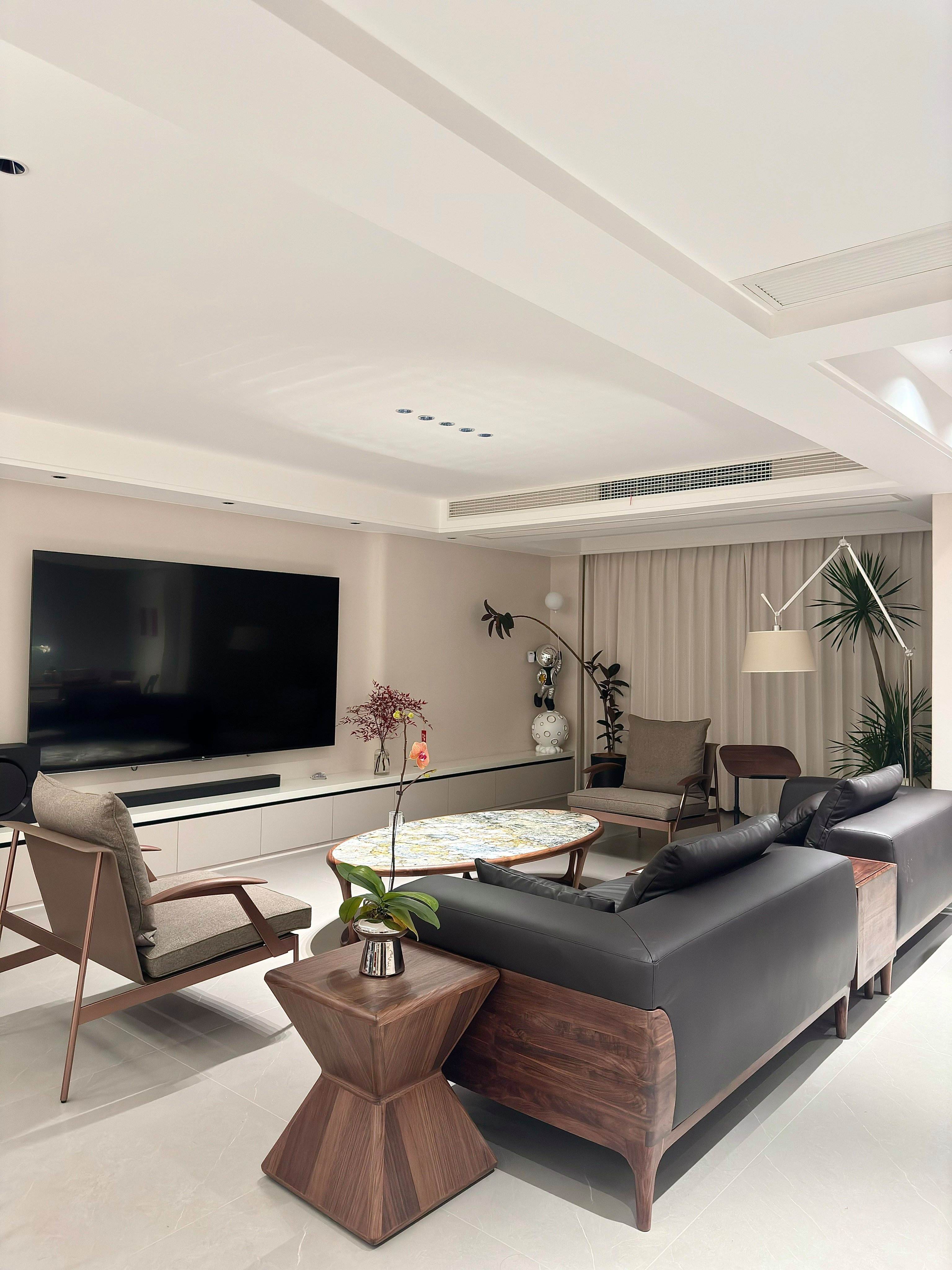 客厅实木沙发摆放效果图